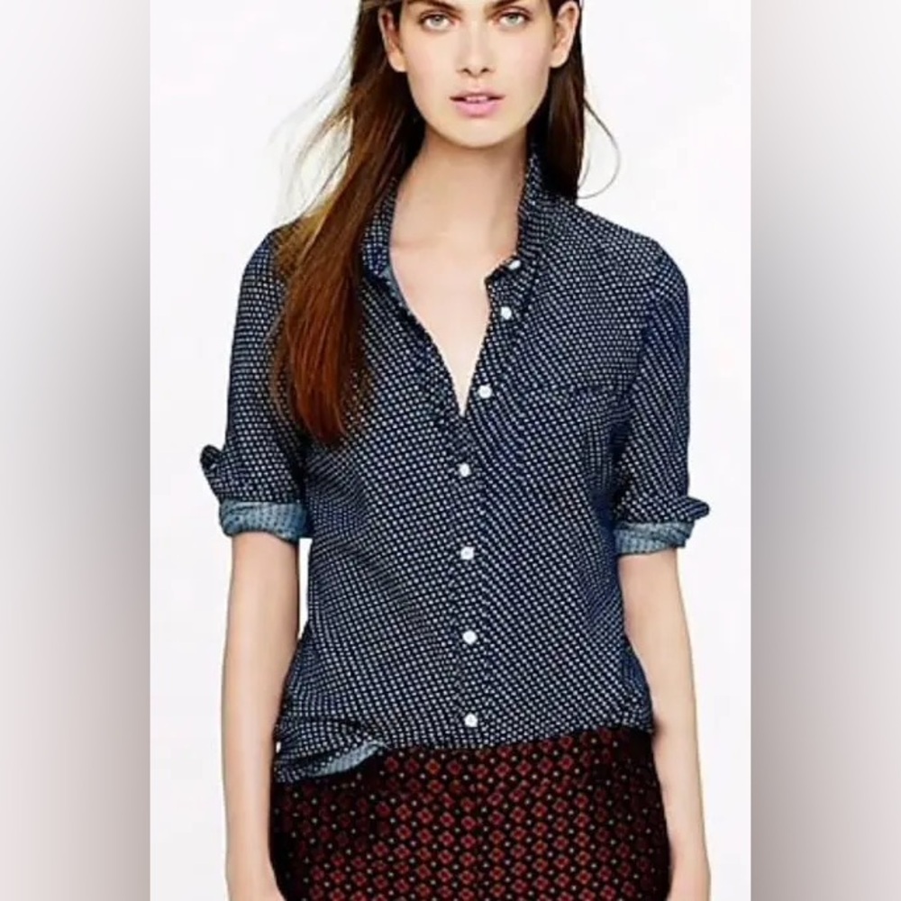 Jcrew COLLECTION NWT Polka Dot embroidered Button-Up Shirt